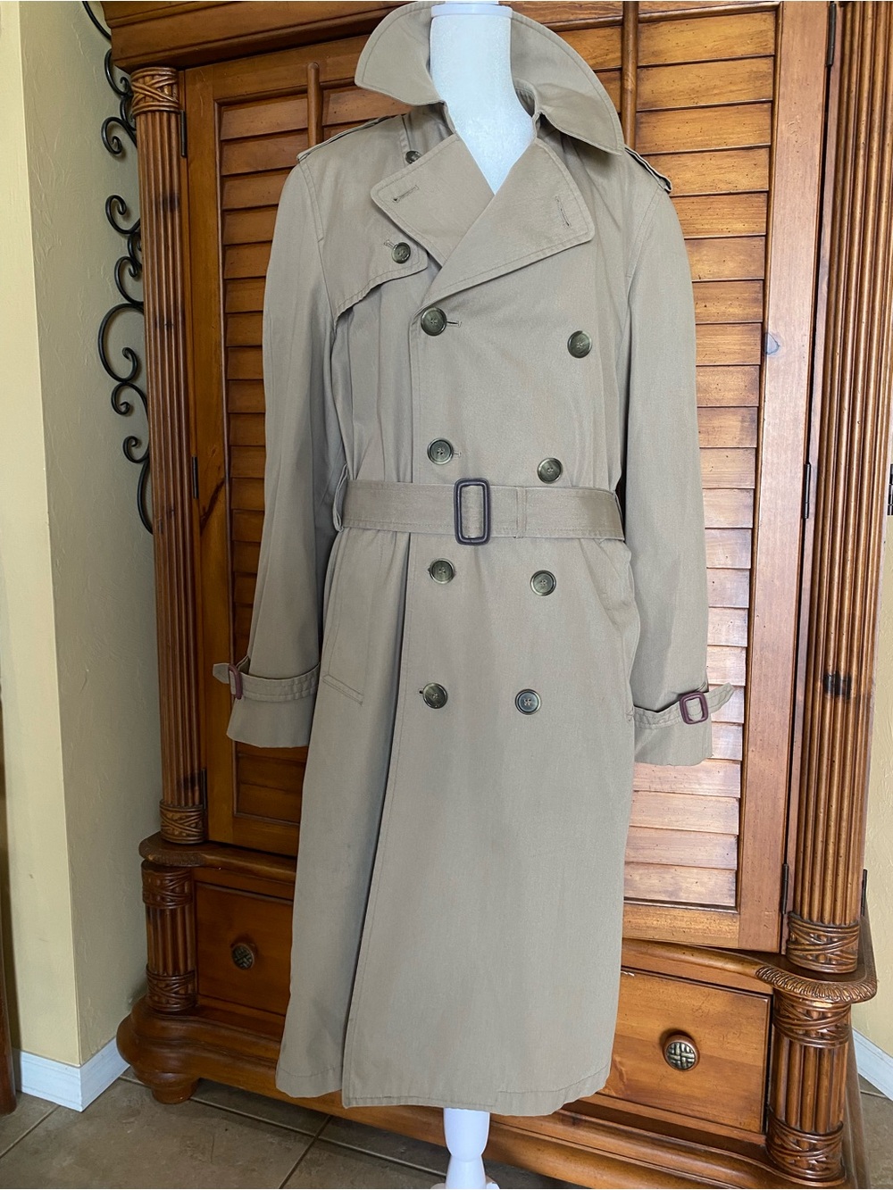 London Fog Men's Double-Breasted Trench Coat - Khaki/Tan